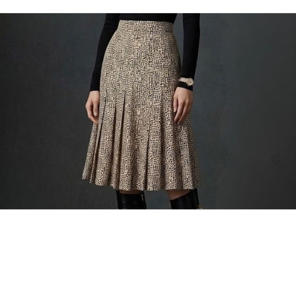 Linda Allard Ellen Tracy 100% Silk Pleated Skirt Size 2P Petite Academia